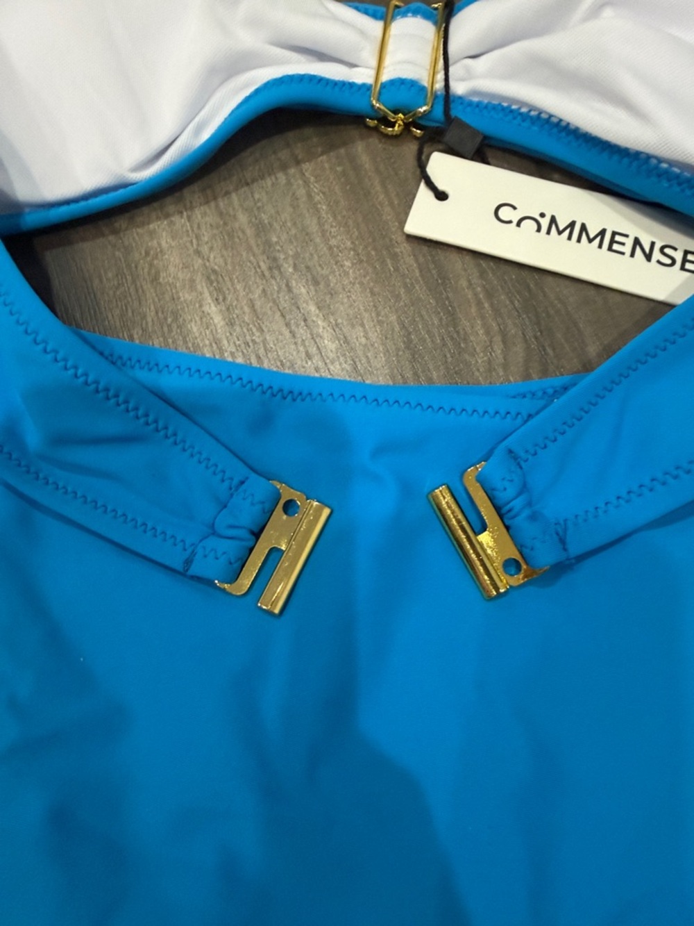Commense Bright Blue Bandeau Bikini with Gold Hardware - Picture 6 of 11